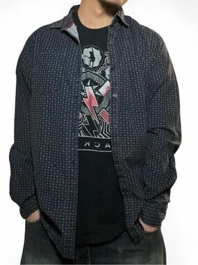 Cactus‎ New York Slim Fit Premium Cotton Navy Ornate Polka Dot Shirt